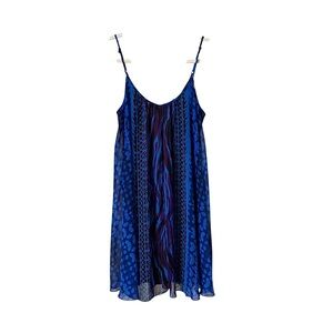 Express blue mixed media 90s Y2K Vacation Resort Chiffon Mini Dress size Small